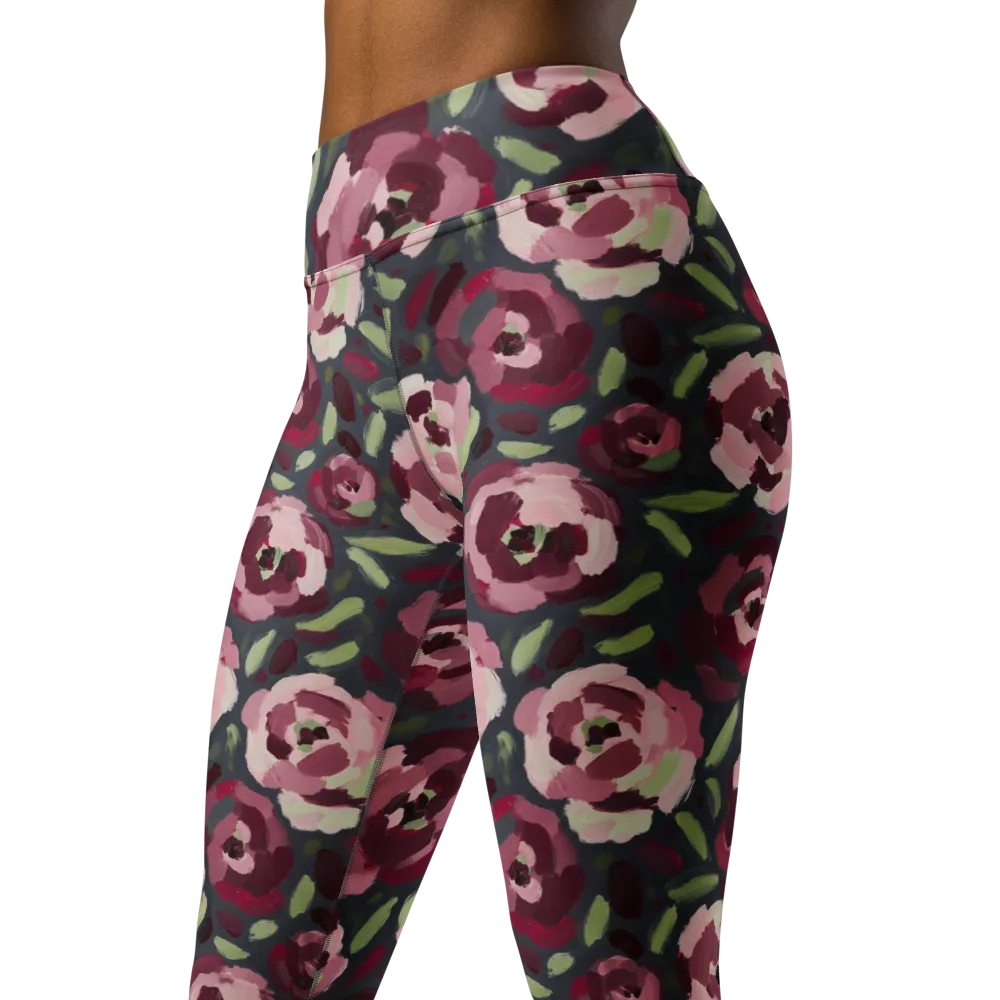 Painterly Nocturne on Yoga Leggings — Left Front