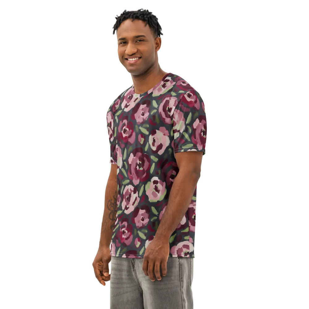 Painterly Nocturne on Men's Cotton Crew Neck T-Shirt — Left Front