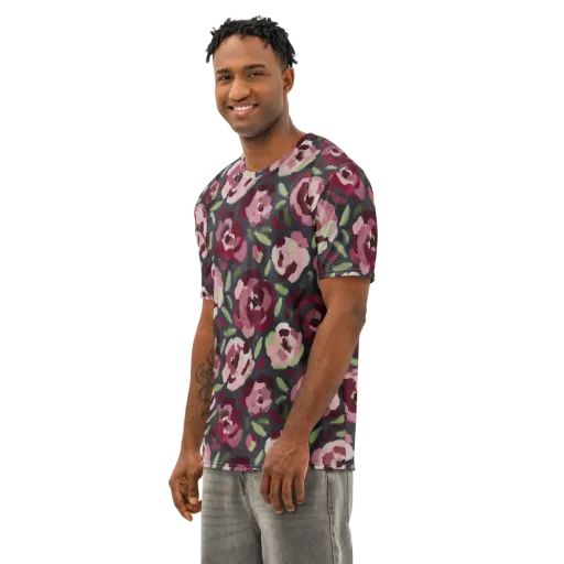 Painterly Nocturne on a Men's Cotton Crew Neck T-Shirt