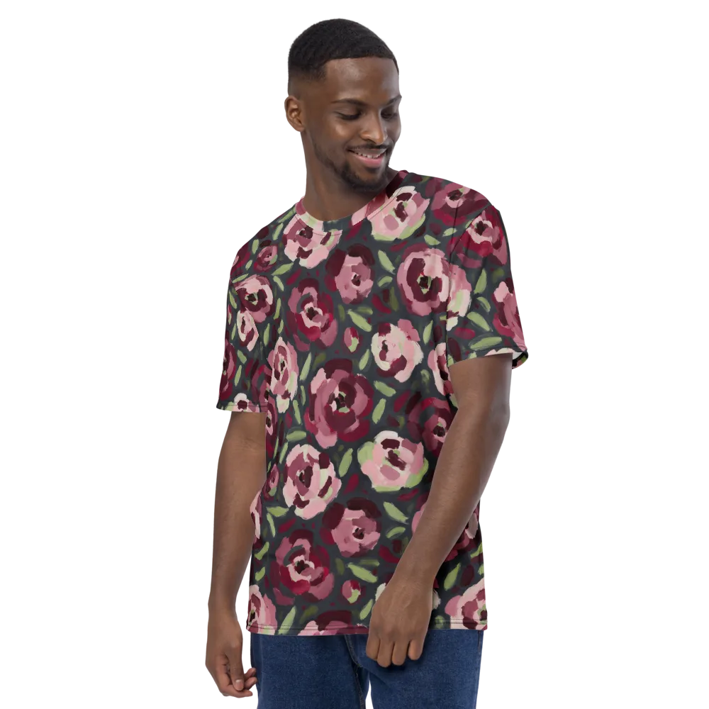 Painterly Nocturne on Men's Crew Neck T-Shirt — Left