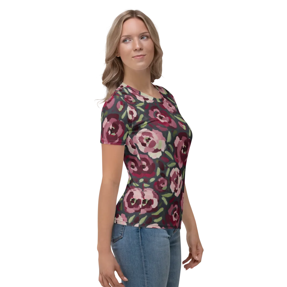 Painterly Nocturne on Women's Crew Neck T-Shirt — Right