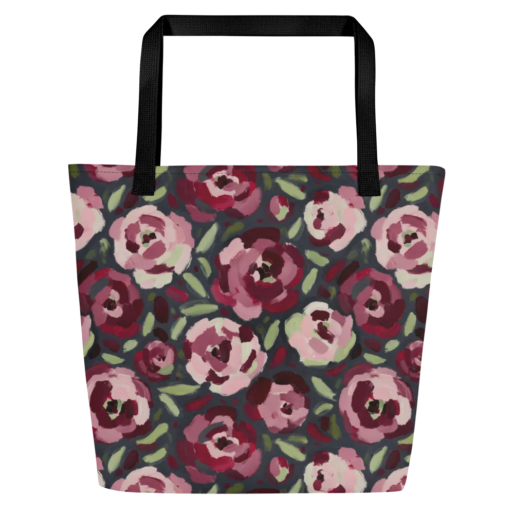 Painterly Nocturne on Large Tote Bag W/ Pocket — Front