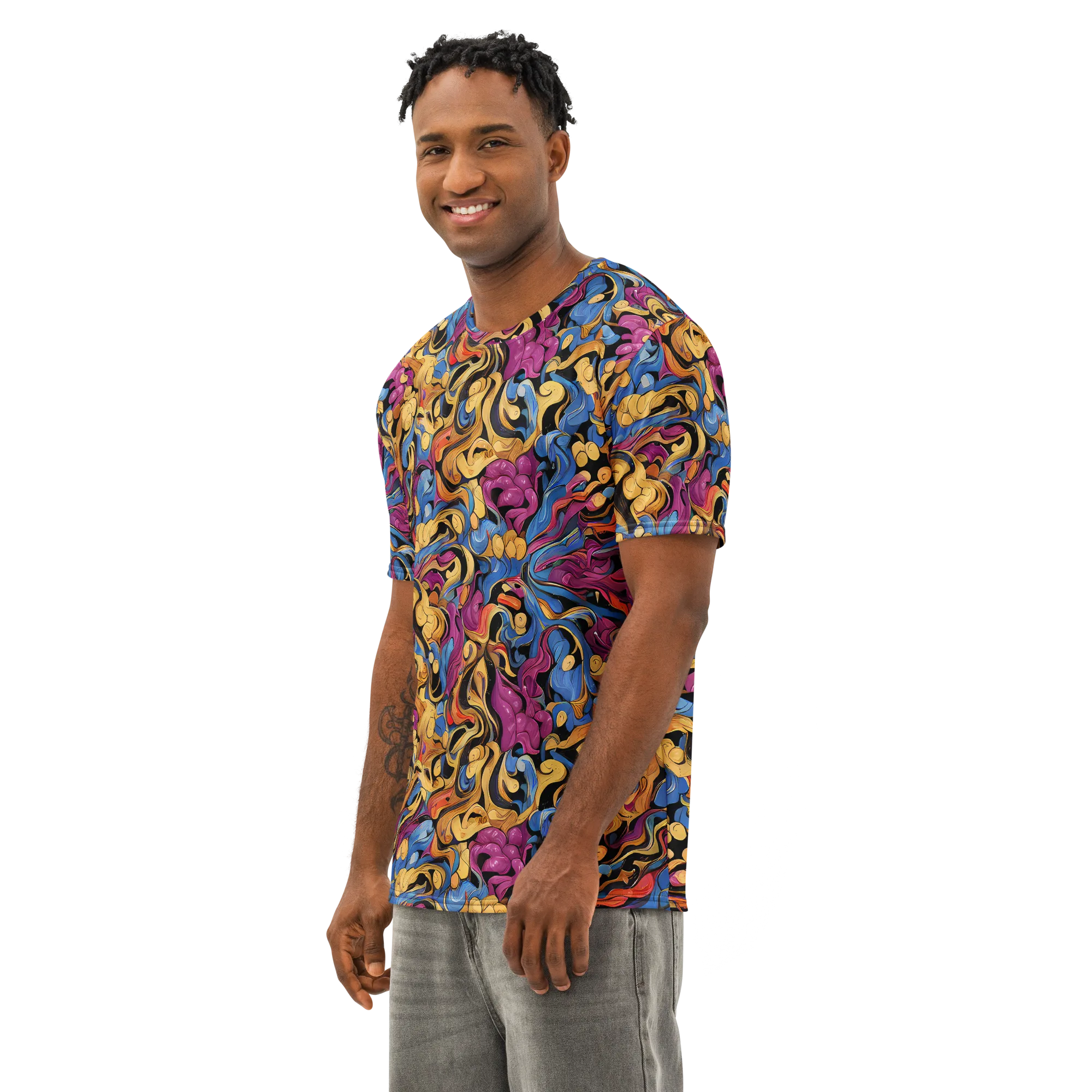 Bosschaert Whorls on Men's Cotton Crew Neck T-Shirt — Left Front