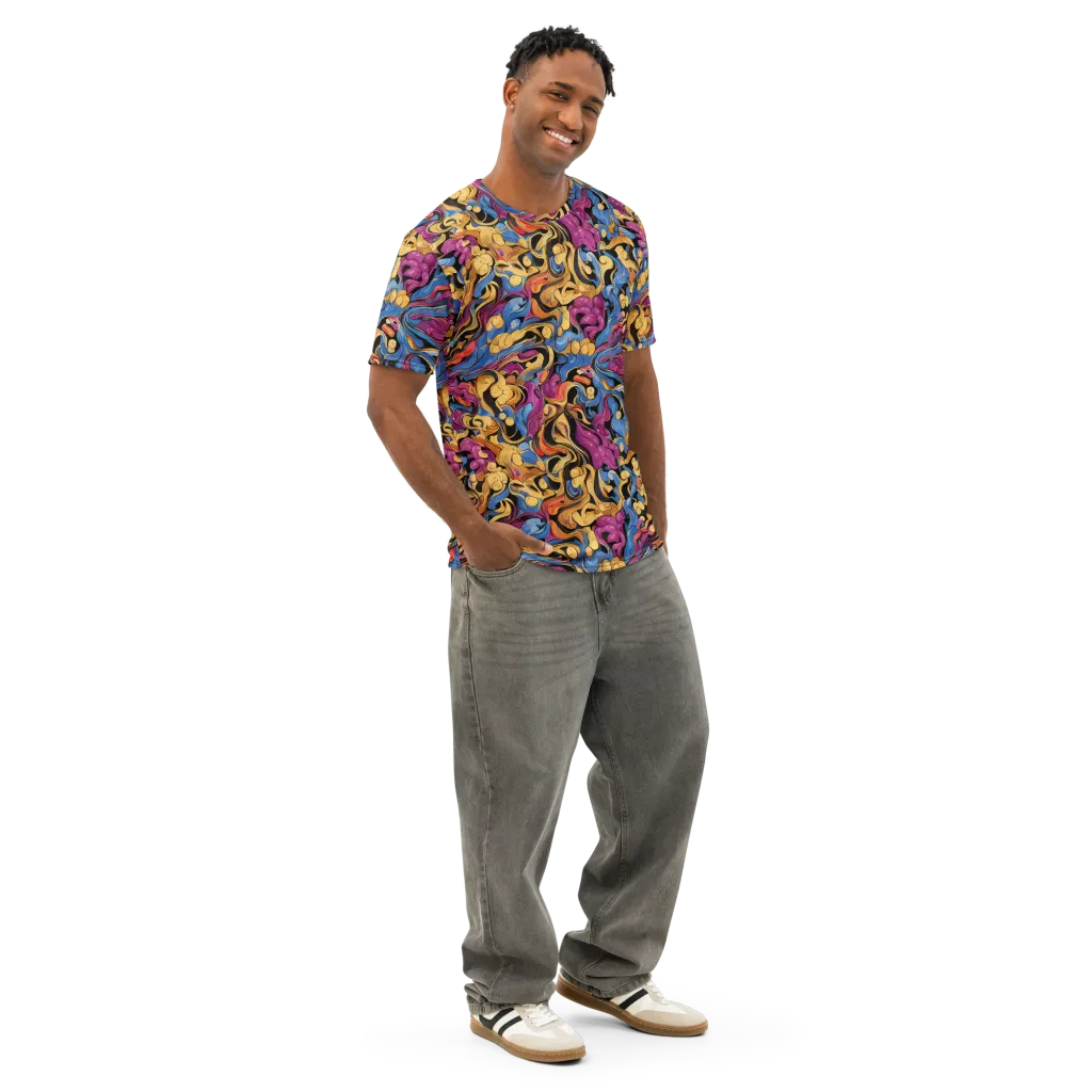 Bosschaert Whorls on Men's Cotton Crew Neck T-Shirt — Right Front