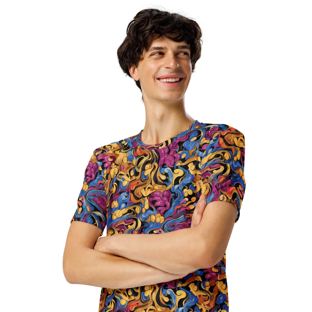 Bosschaert Whorls on Men's Crew Neck T-Shirt — Left Front