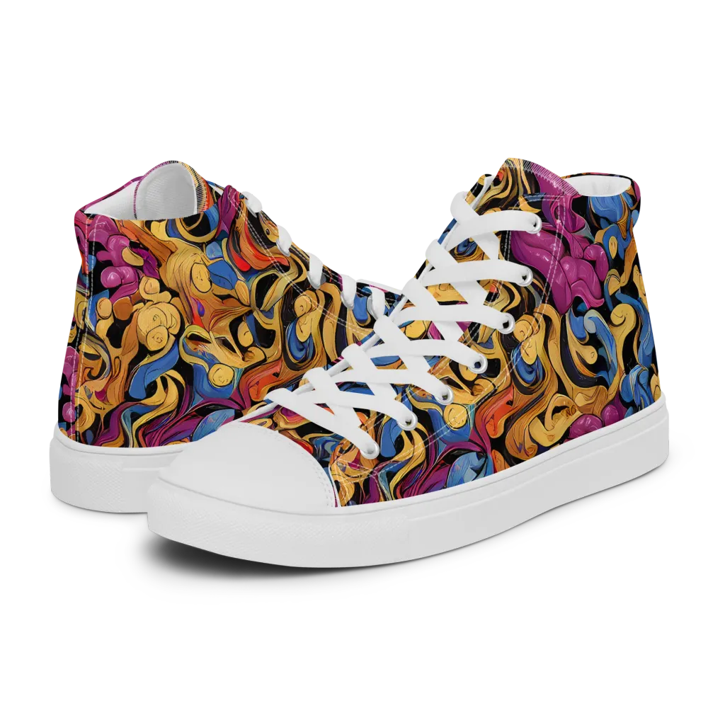 Bosschaert Whorls on Men's High Top Canvas Shoes — Left
