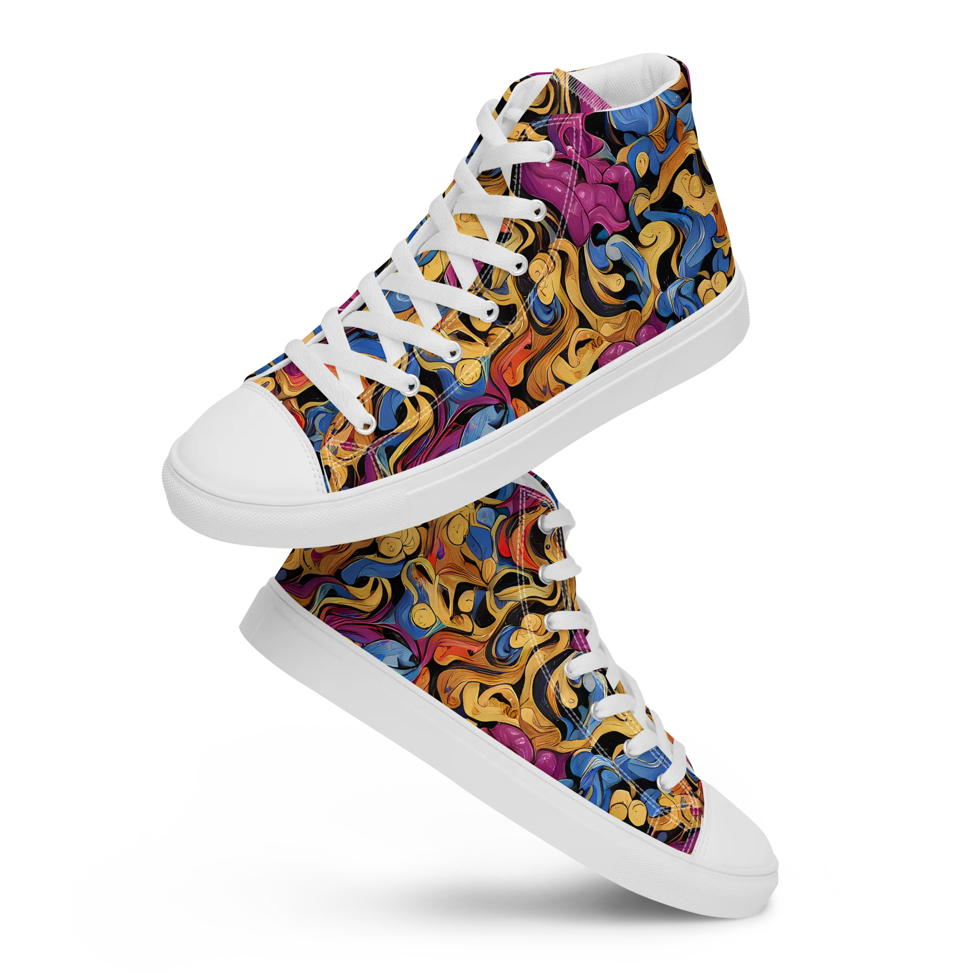 Bosschaert Whorls on Men's High Top Canvas Shoes — Front
