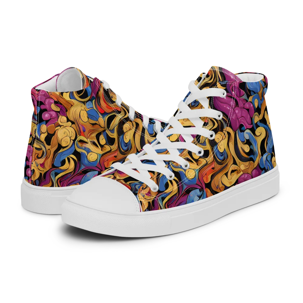 Bosschaert Whorls on Women's High Top Canvas Shoes — Left