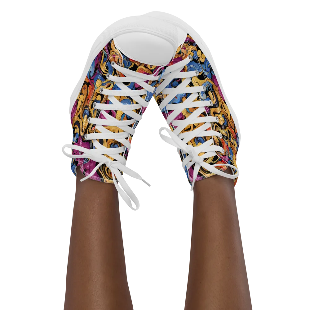 Bosschaert Whorls on Women's High Top Canvas Shoes — Front