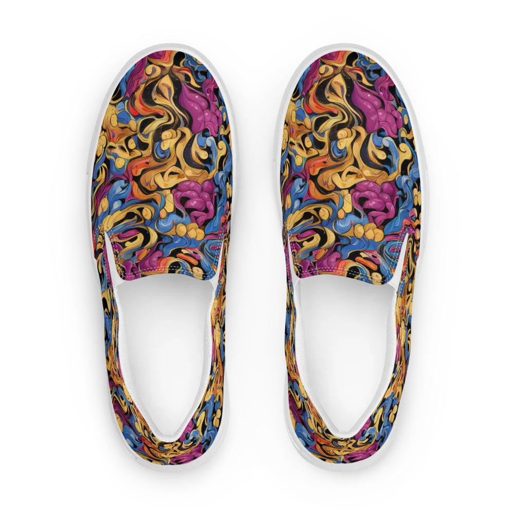 Bosschaert Whorls on Men's Slip-On Canvas Shoes — Front