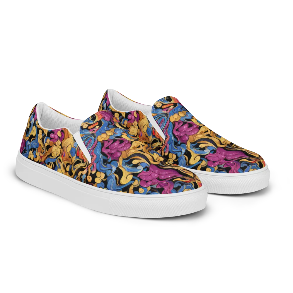 Bosschaert Whorls on Men's Slip-On Canvas Shoes — Right Front