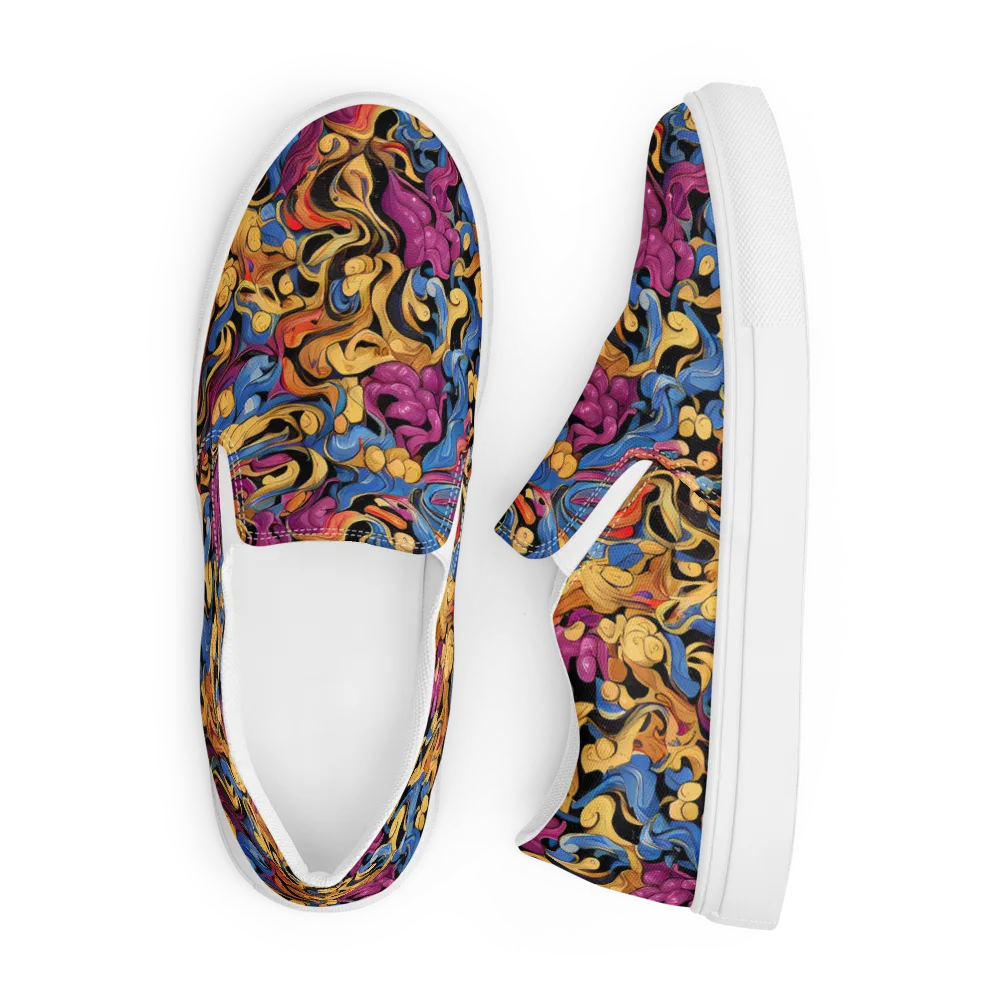 Bosschaert Whorls on Men's Slip-On Canvas Shoes — Front