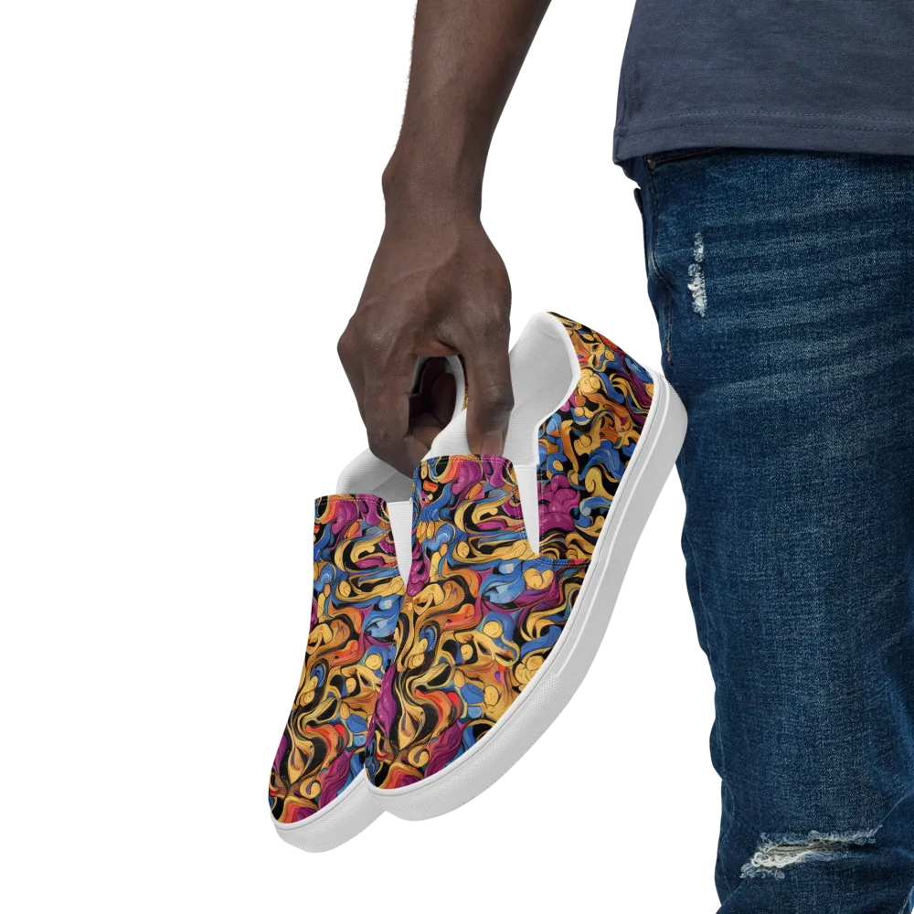 Bosschaert Whorls on Men's Slip-On Canvas Shoes — Left Front
