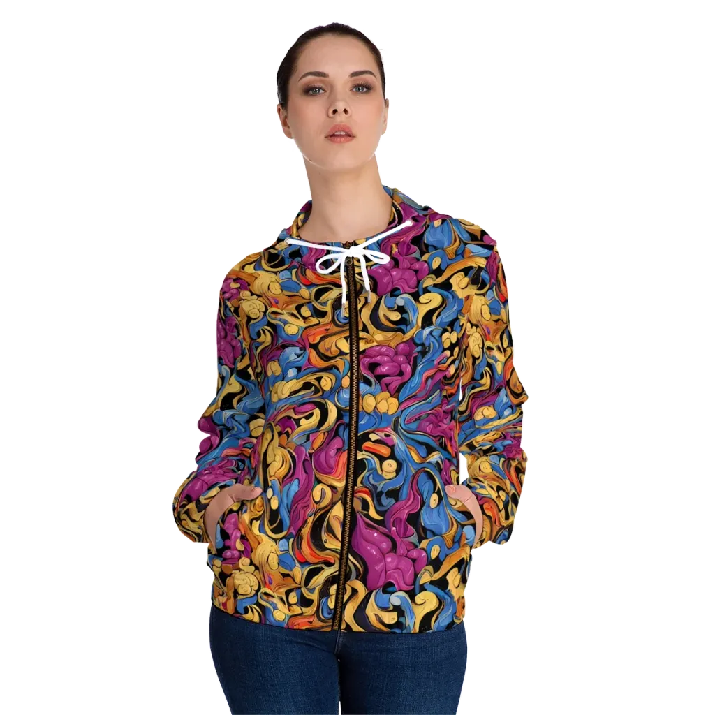 Bosschaert Whorls on Women's Full-Zip Hoodie — Front On Person