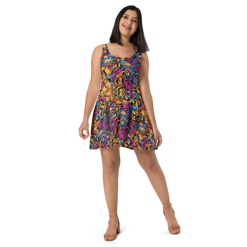 Bosschaert Whorls on Skater Dress — Front