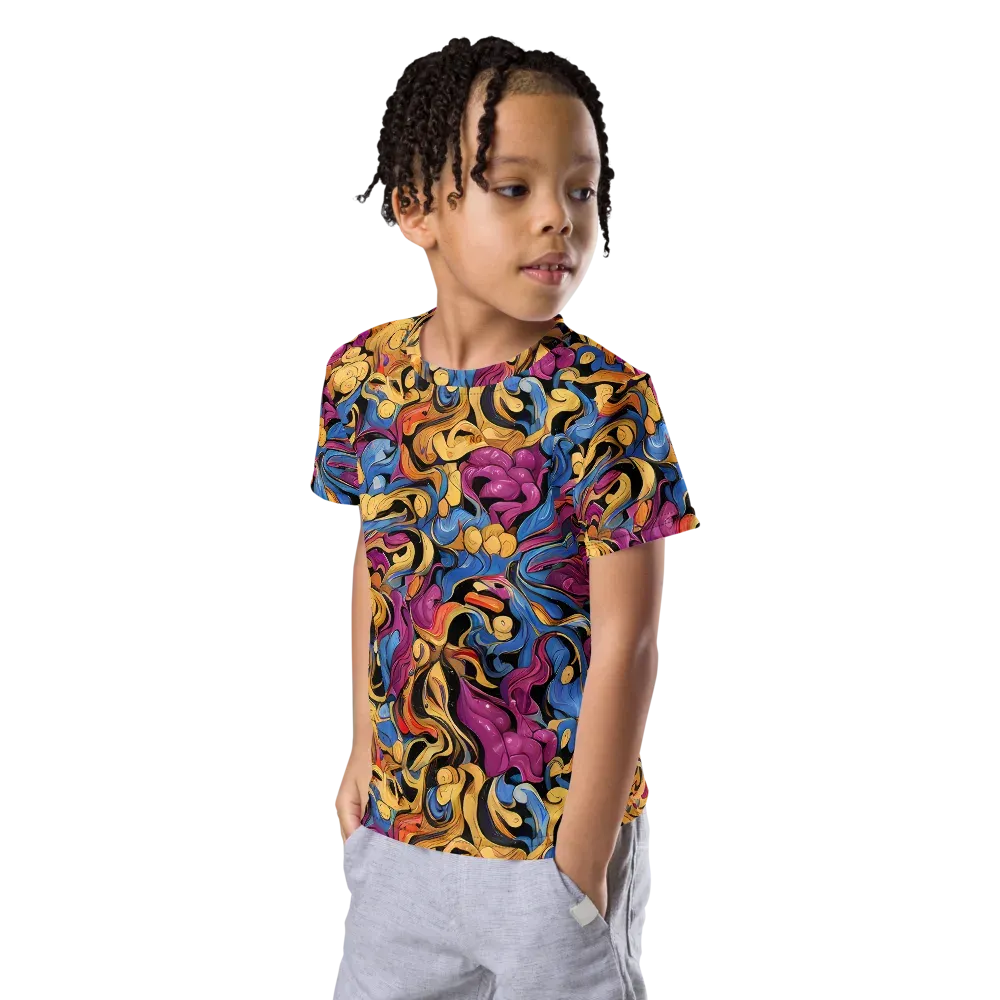 Bosschaert Whorls on Kids Crew Neck T-Shirt — Left Front