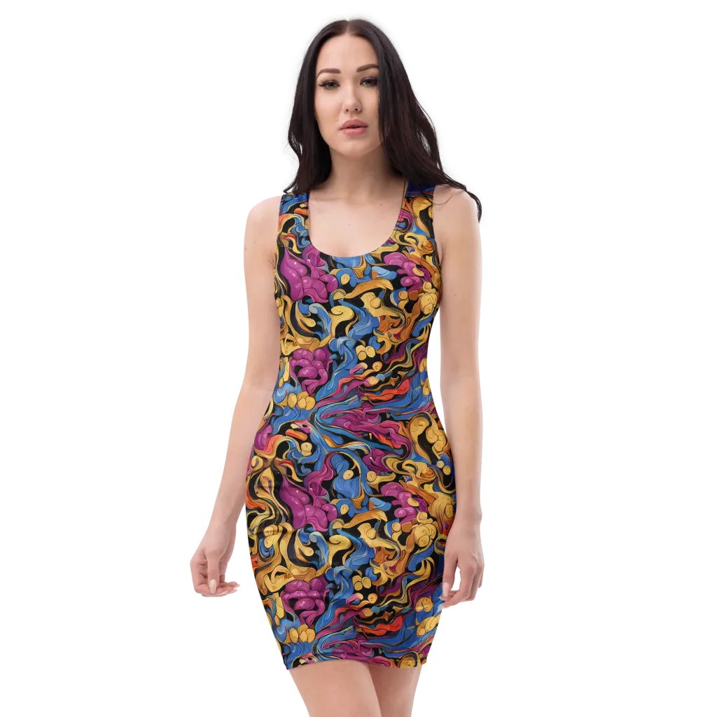 Bosschaert Whorls on Bodycon Dress — Front
