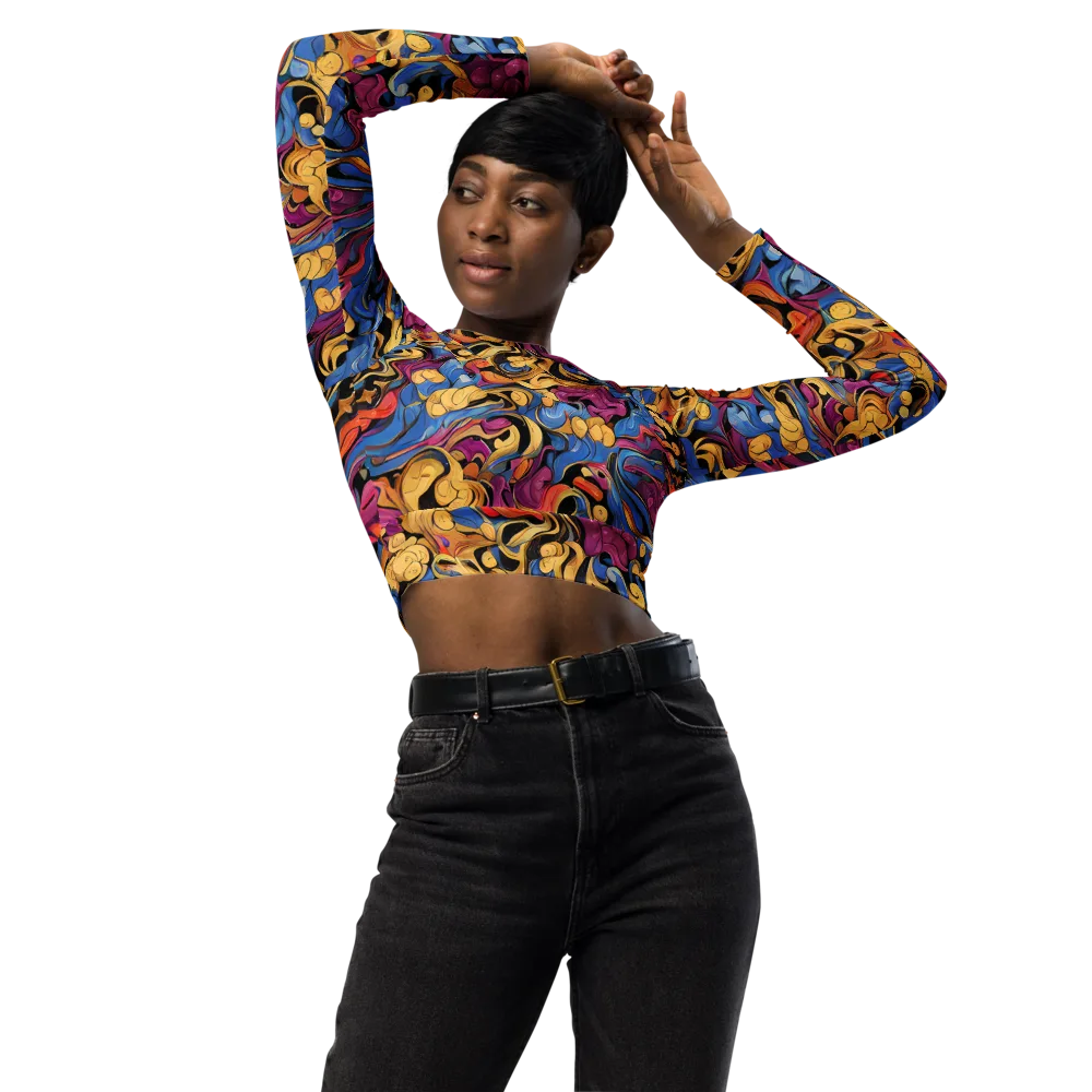 Bosschaert Whorls on Long Sleeve Crop Top — Front
