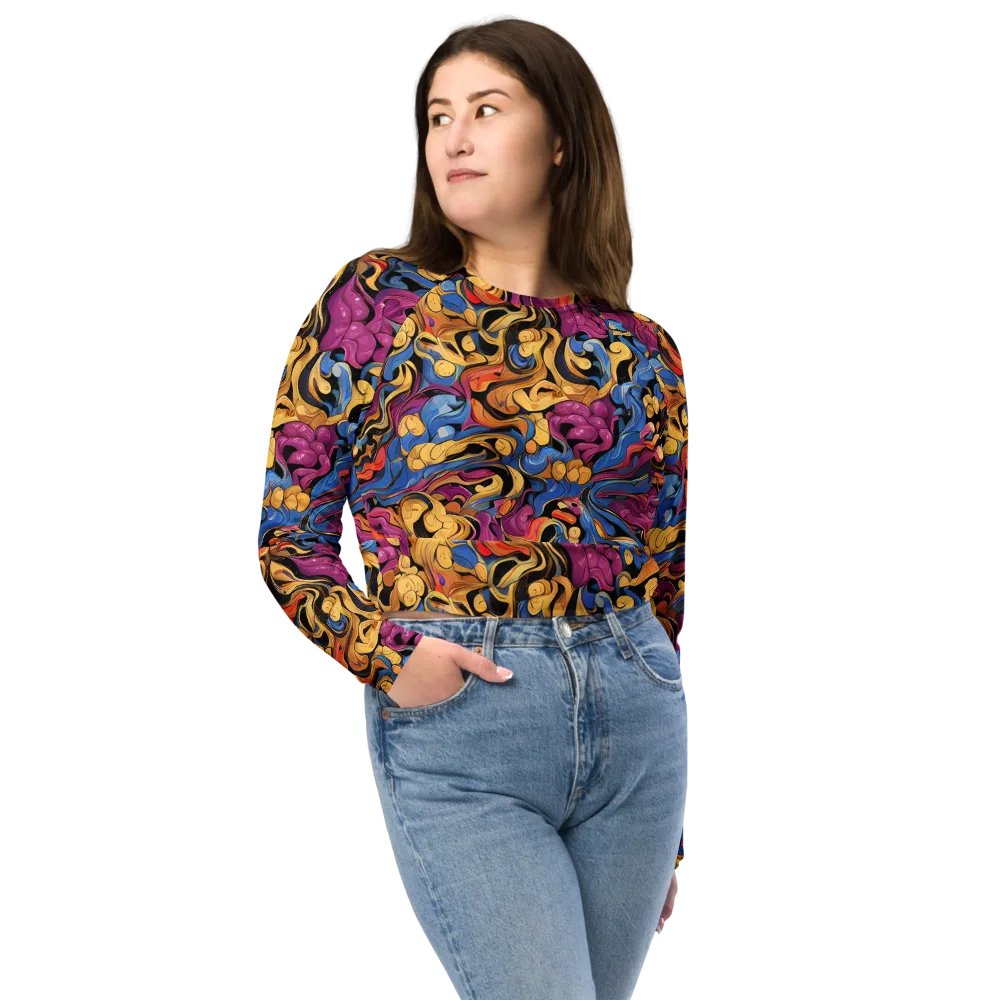Bosschaert Whorls on Long Sleeve Crop Top — Front