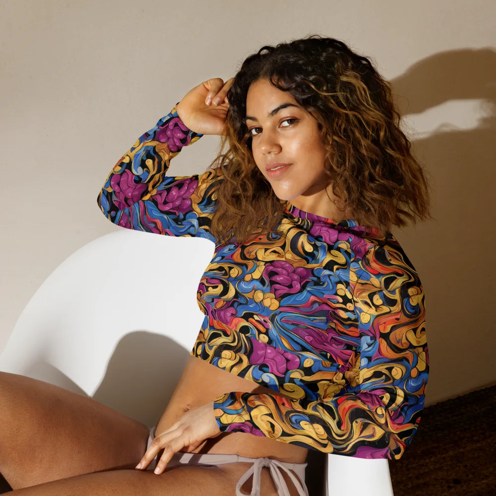 Bosschaert Whorls on Long Sleeve Crop Top — Left Front