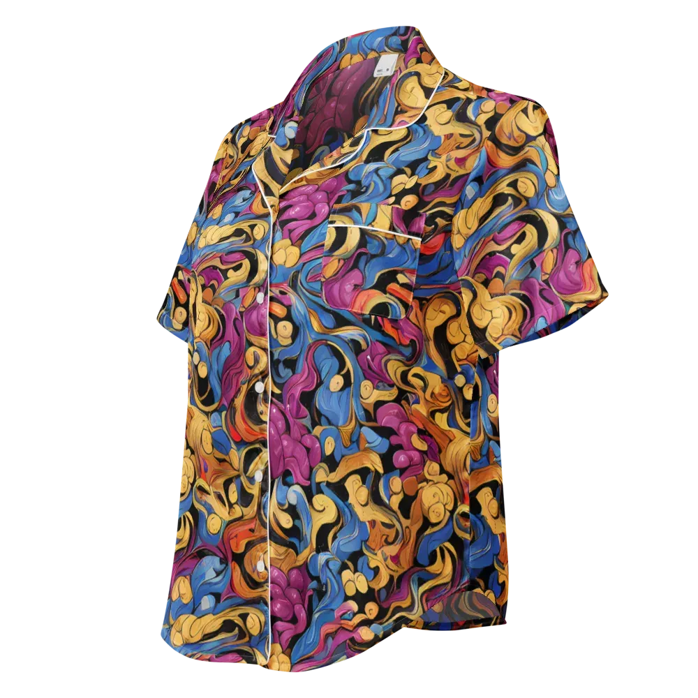 Bosschaert Whorls on Women's Short Sleeve Pajama Top — Left Front