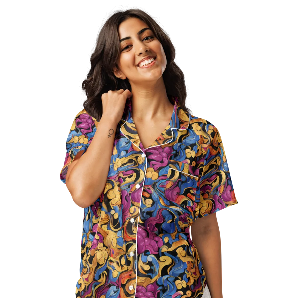 Bosschaert Whorls on Women's Short Sleeve Pajama Top — Front
