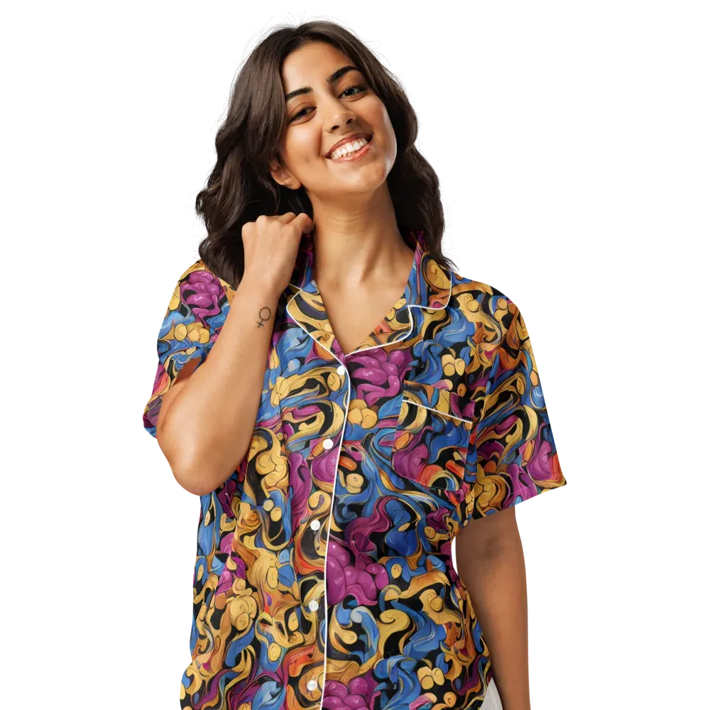 Bosschaert Whorls on Women's Short Sleeve Pajama Top — Front