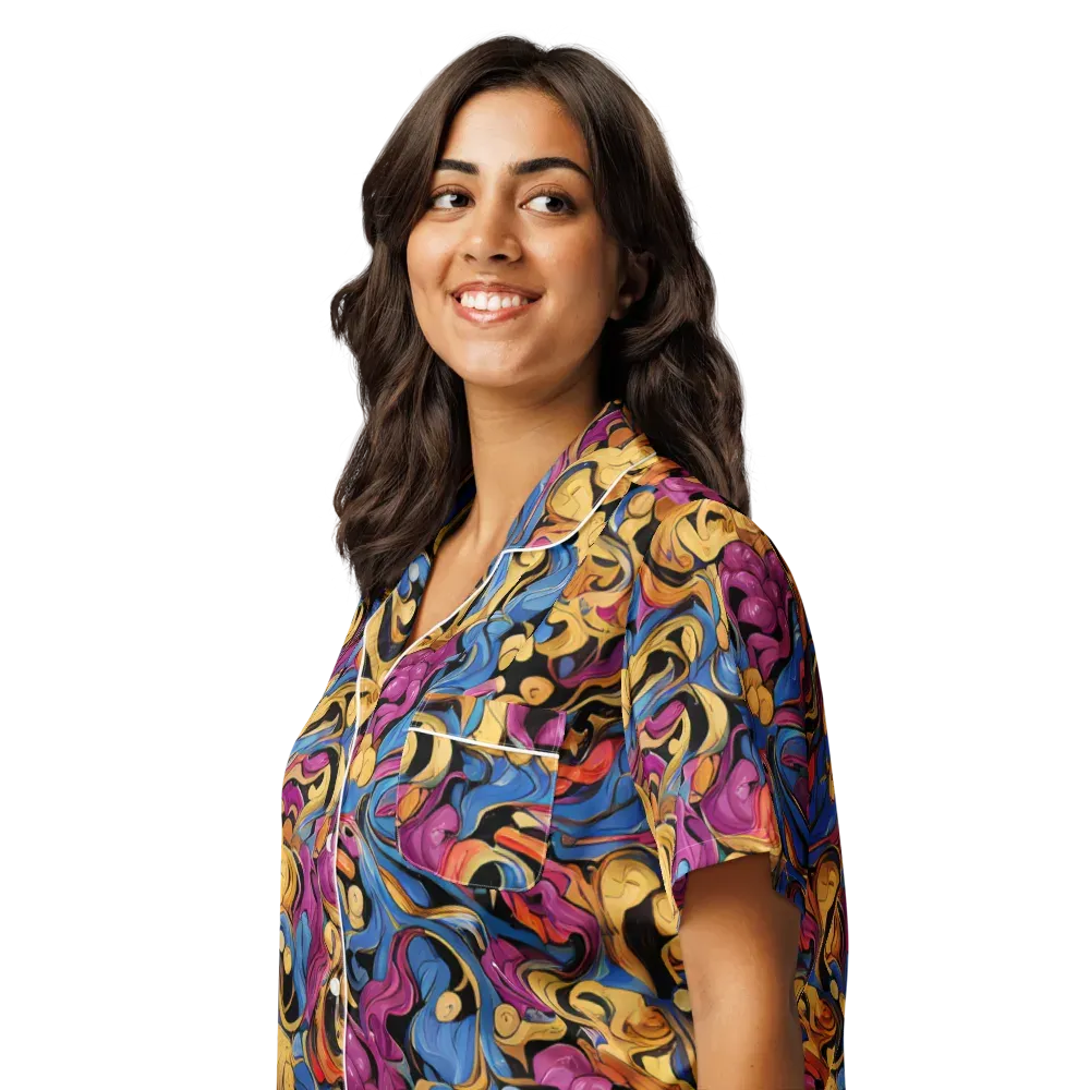 Bosschaert Whorls on Women's Short Sleeve Pajama Top — Left Front