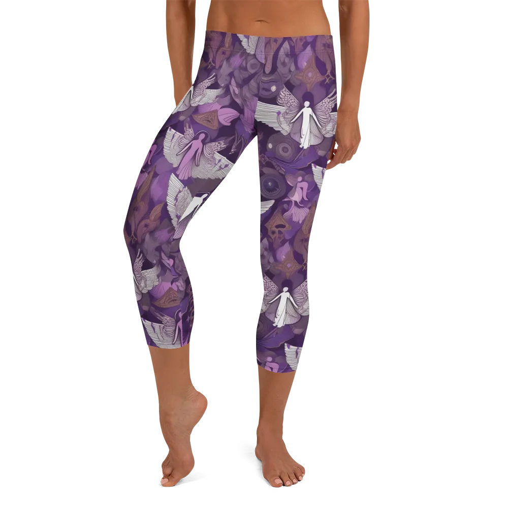 Amethyst Angels on Capri Leggings — Front