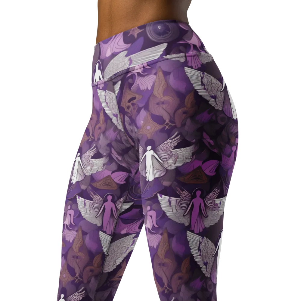 Amethyst Angels on Yoga Leggings — Left Front