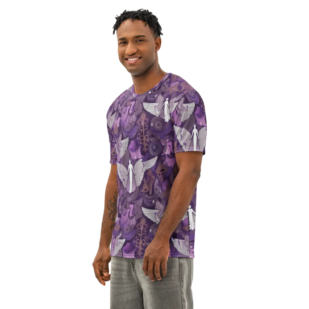 Amethyst Angels on Men's Cotton Crew Neck T-Shirt — Left Front
