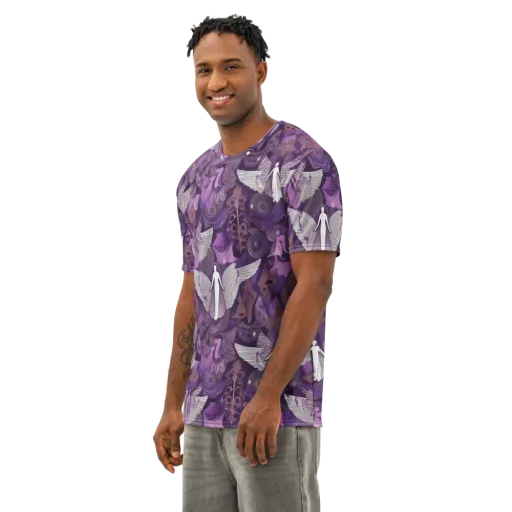 Amethyst Angels on a Men's Cotton Crew Neck T-Shirt