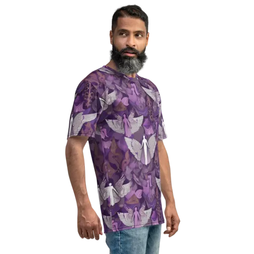 Amethyst Angels on a Men's Crew Neck T-Shirt