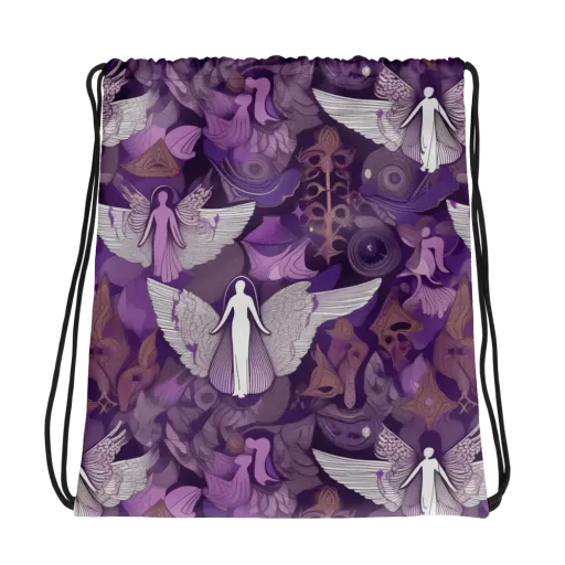 Amethyst Angels on a Drawstring Bag