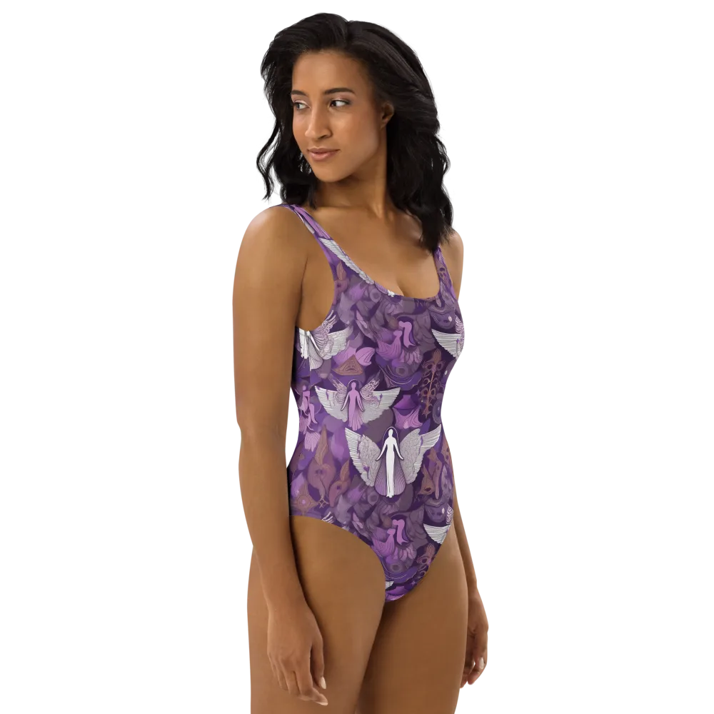 Amethyst Angels on One-Piece Swimsuit — Right