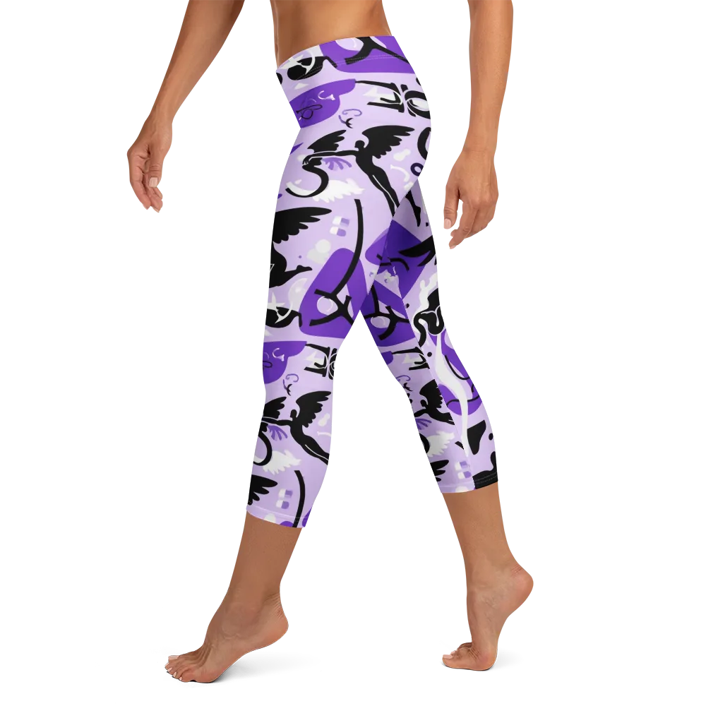 Midnight Aerobatics on Capri Leggings — Left