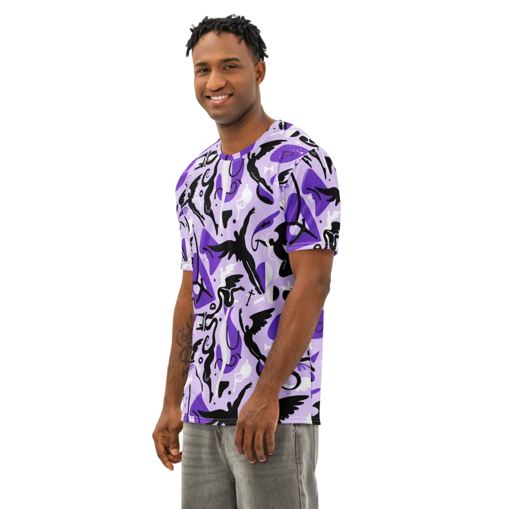 Midnight Aerobatics on Men's Cotton Crew Neck T-Shirt — Left Front