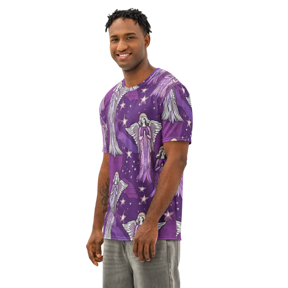 Starlit Choir on Men's Cotton Crew Neck T-Shirt — Left Front