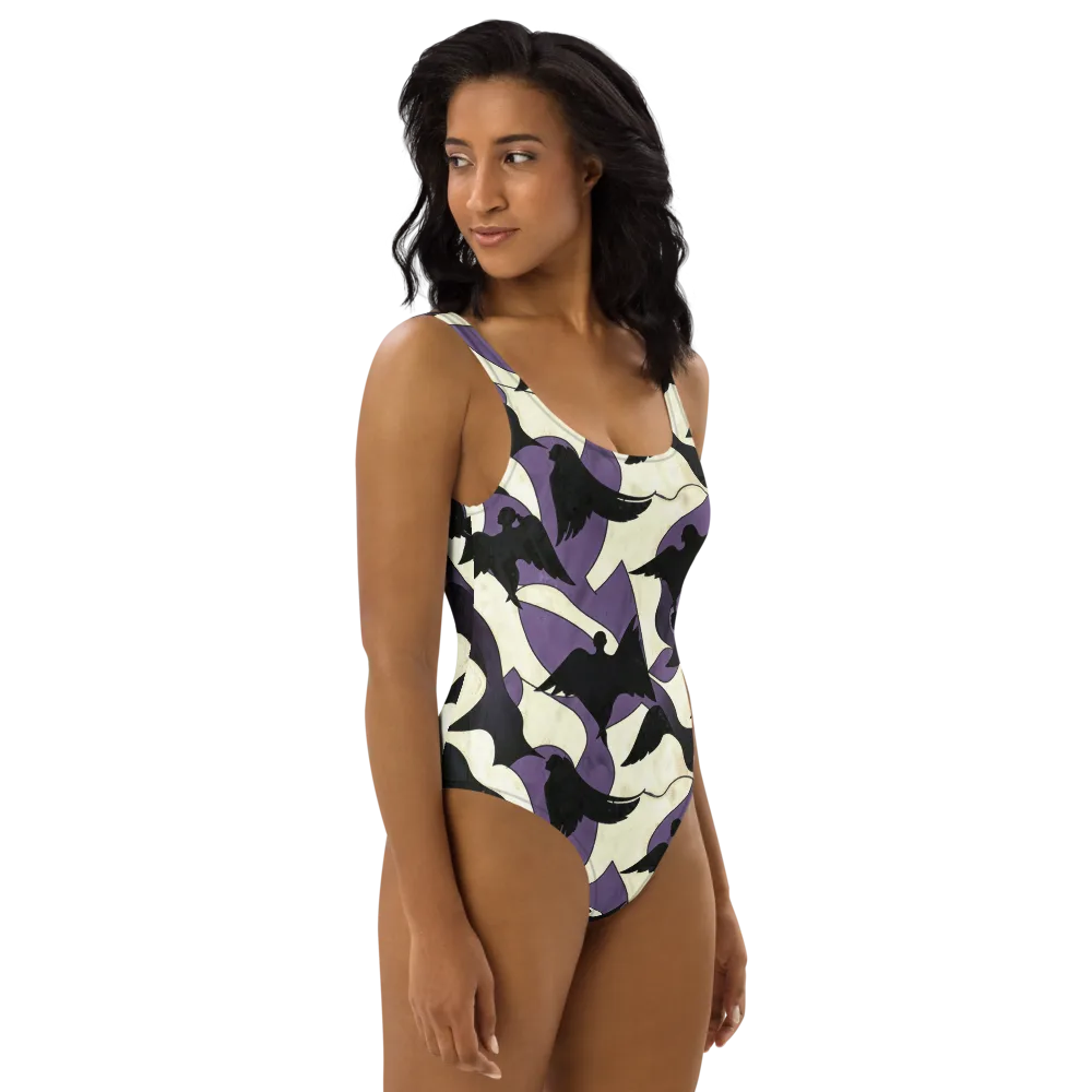 Violet Ascension on One-Piece Swimsuit — Right