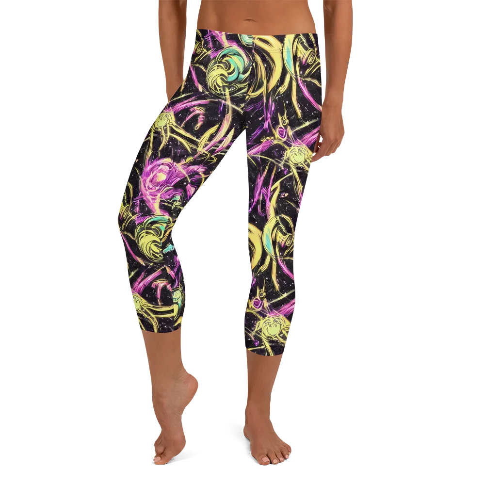 Nightfire Flux on Capri Leggings — Front