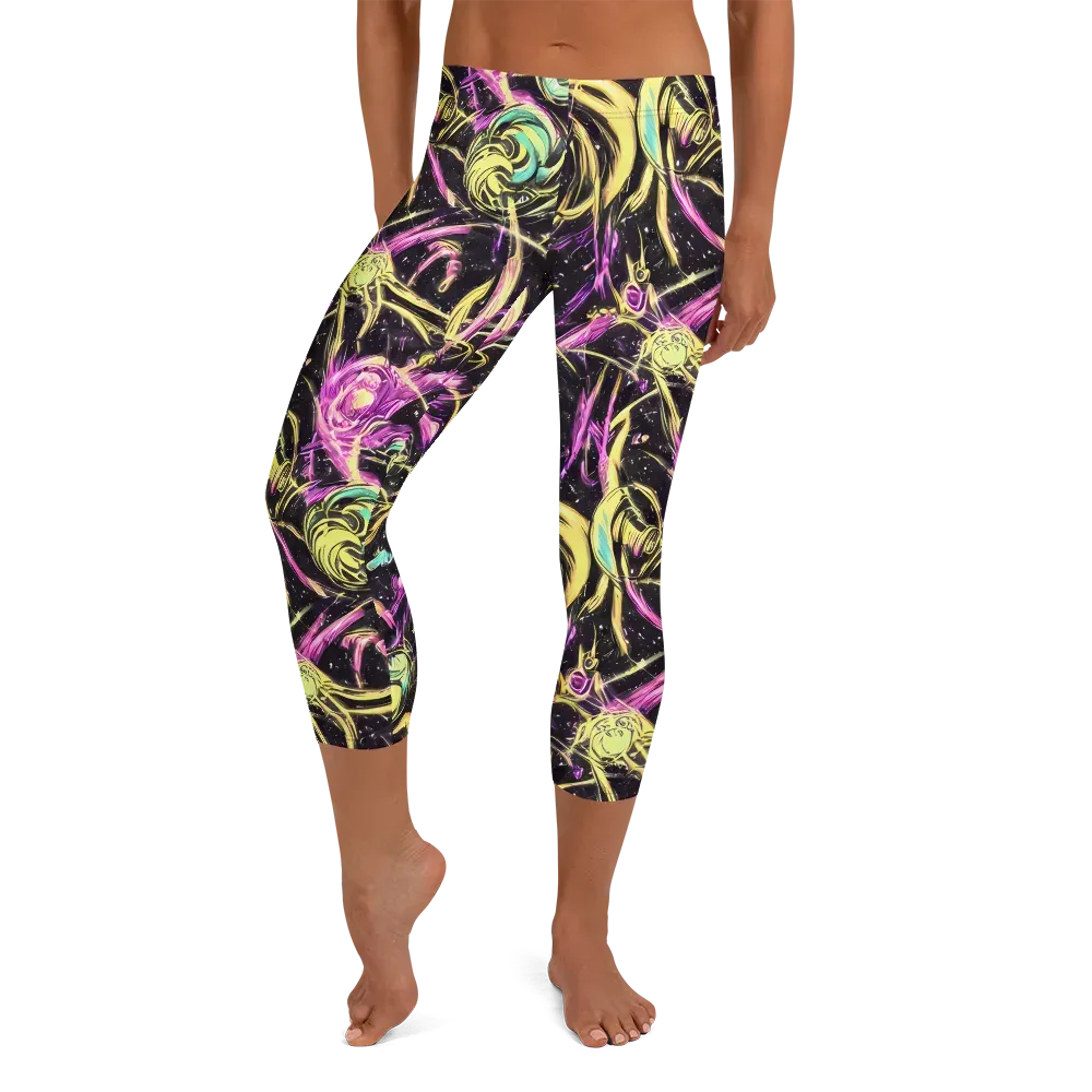 Nightfire Flux on Capri Leggings — Front