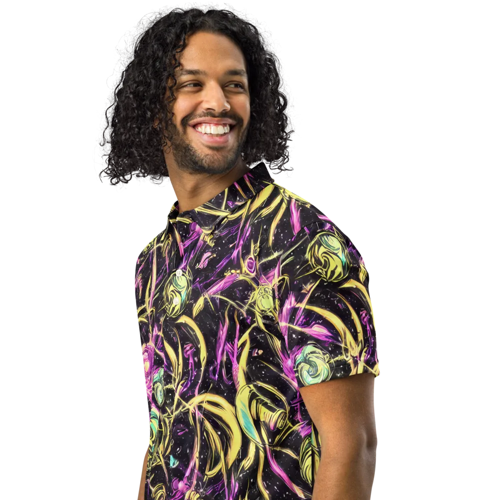 Nightfire Flux on Men's Slim Fit Polo Shirt — Left Front