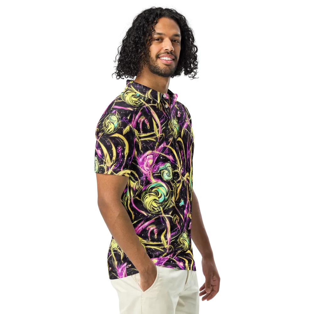Nightfire Flux on Men's Slim Fit Polo Shirt — Right Front