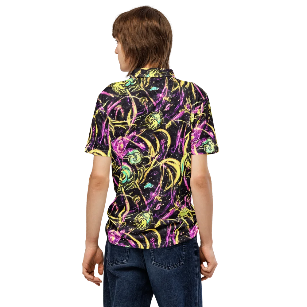 Nightfire Flux on Men's Slim Fit Polo Shirt — Back