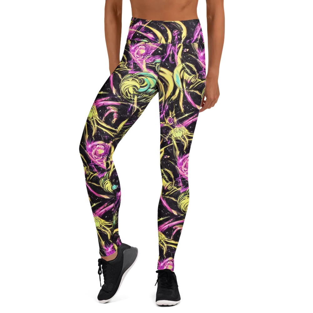 Nightfire Flux on Yoga Leggings — Front