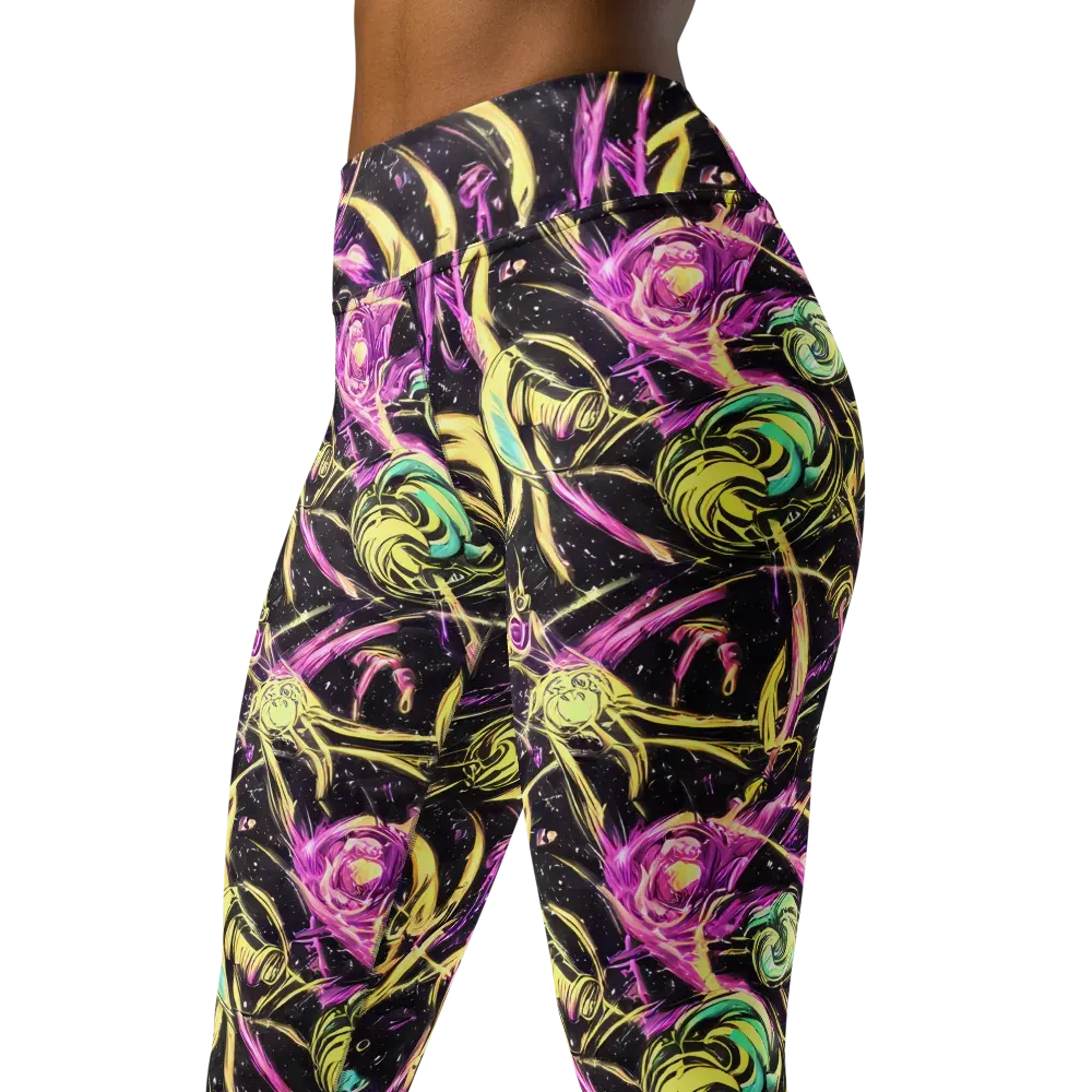 Nightfire Flux on Yoga Leggings — Left Front