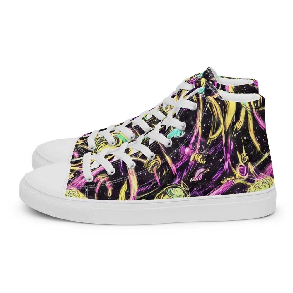 Nightfire Flux on Men's High Top Canvas Shoes — Left