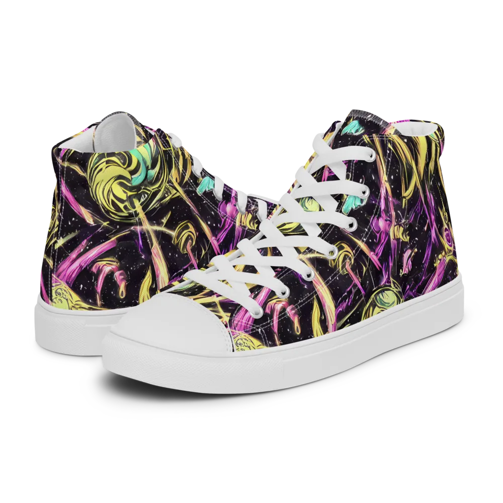 Nightfire Flux on Men's High Top Canvas Shoes — Left