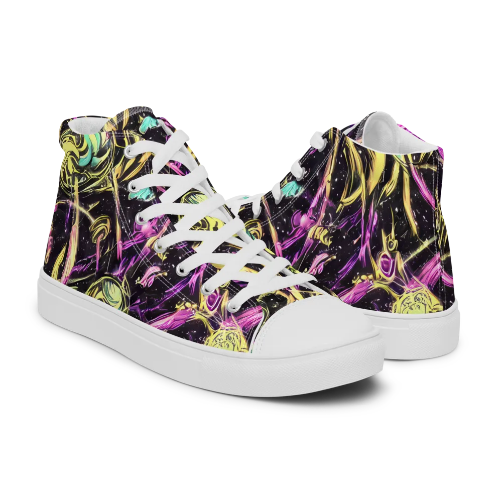 Nightfire Flux on Men's High Top Canvas Shoes — Right