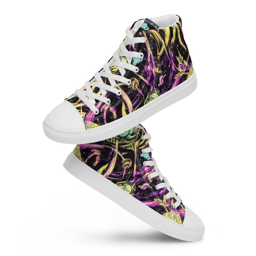 Nightfire Flux on Men's High Top Canvas Shoes — Front